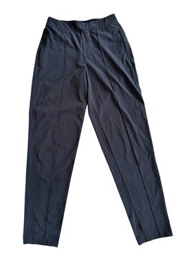 Athleta 8 Tall Black Pull On Slit Pants Slim Straight Stretch Travel Casual
